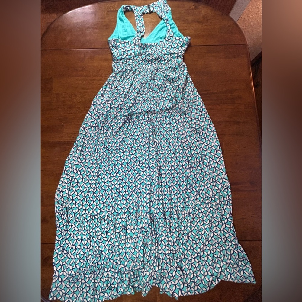 Anthropologie Maeve Mabel Tiered Maxi Dress Blue Motif Womens XSP - Picture 3 of 9